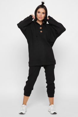 Женский черный теплый костюм из ангоры 38068, Цвет: Черный, Размер: XS