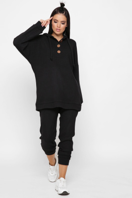 Жіночий чорний теплий костюм із ангори 38068, Колір: Чорний, Розмір: XS, зображення 2