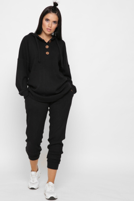 Жіночий чорний теплий костюм із ангори 38068, Колір: Чорний, Розмір: XS, зображення 3