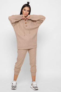 Жіночий теплий бежевий костюм з ангори 38069, Колір: Бежевий, Розмір: XS, зображення 2