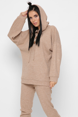 Жіночий теплий бежевий костюм з ангори 38069, Колір: Бежевий, Розмір: XS, зображення 3