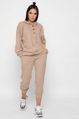 Жіночий теплий бежевий костюм з ангори 38069, Колір: Бежевий, Розмір: XS, зображення 4