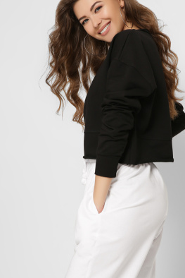 Черный женский свитшот из двунитки 37198, Цвет: Черный, Размер: XS, изображение 4