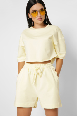 Летний костюм с кроп-топом и шортами цвет желтый 48801, Цвет: Жёлтый, Размер: XS, изображение 5