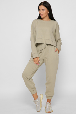 Повсякденний костюм оверсайз колір оливковий 37886, Колір: Оливковий, Розмір: L, зображення 2