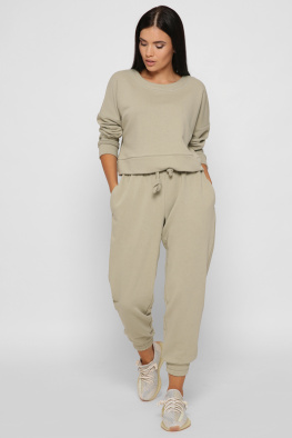 Повсякденний костюм оверсайз колір оливковий 37886, Колір: Оливковий, Розмір: L, зображення 4