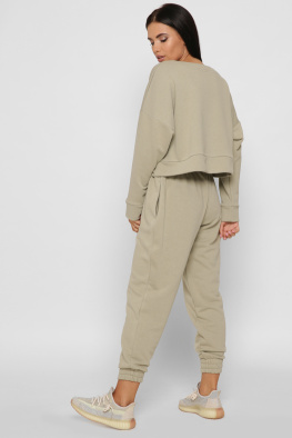 Повсякденний костюм оверсайз колір оливковий 37886, Колір: Оливковий, Розмір: L, зображення 5