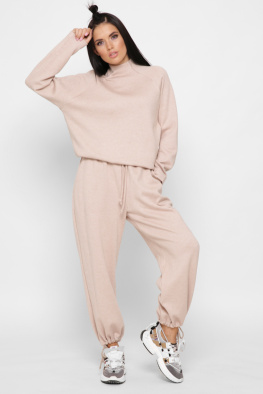 Жіночий ангоровий костюм колір беж 38120, Колір: Бежевий, Розмір: S, зображення 2