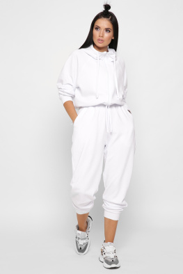 Жіночий спортивний костюм з худі на блискавці та джогерами 38128, Колір: Білий, Розмір: XS, зображення 2