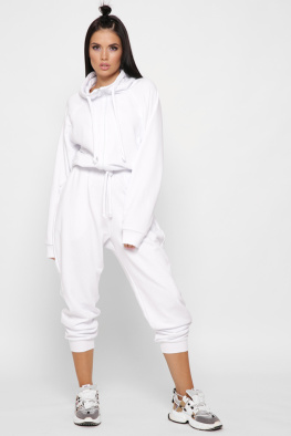 Жіночий спортивний костюм з худі на блискавці та джогерами 38128, Колір: Білий, Розмір: XS, зображення 4