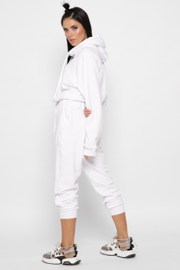 Жіночий спортивний костюм з худі на блискавці та джогерами 38128, Колір: Білий, Розмір: XS, зображення 6