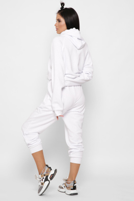 Жіночий спортивний костюм з худі на блискавці та джогерами 38128, Колір: Білий, Розмір: XS, зображення 7
