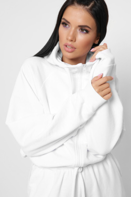 Жіночий спортивний костюм з худі на блискавці та джогерами 38128, Колір: Білий, Розмір: XS, зображення 8