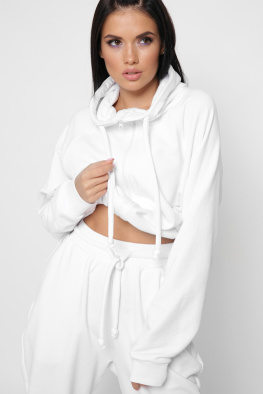 Жіночий спортивний костюм з худі на блискавці та джогерами 38128, Колір: Білий, Розмір: XS, зображення 10