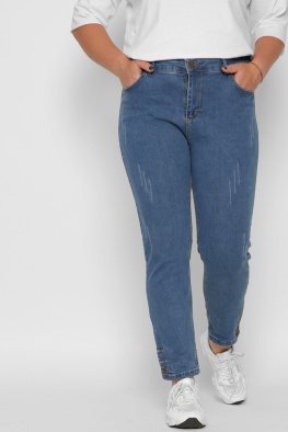 Джинси з потертостями 37254, Цвет: Голубой, Размер: 30, изображение 2