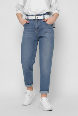 Синие джинсы с поясом-резинкой 36799, Цвет: Джинс, Размер: 28, изображение 2