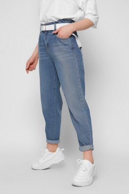 Синие джинсы с поясом-резинкой 36799, Цвет: Джинс, Размер: 28, изображение 3