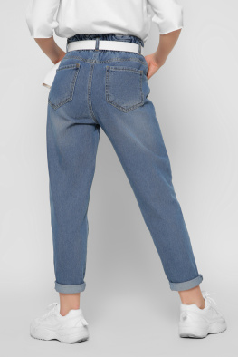 Синие джинсы с поясом-резинкой 36799, Цвет: Джинс, Размер: 28, изображение 4