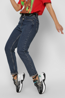 Стильные джинсы mom цвет синий 36818, Цвет: Синий, Размер: 30