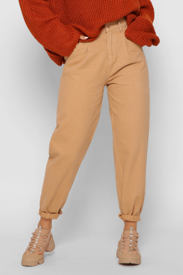 Джинси мом з високою талією колір пудра 37966, Колір: Пудровий, Розмір: 27, зображення 2