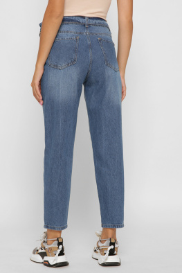 Женские джинсы с поясом 37992, Цвет: Синий, Размер: 28, изображение 4