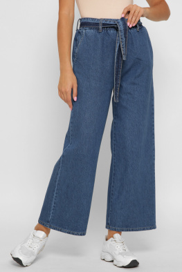 Женские джинсы клеш с поясом цвет синий 37993, Цвет: Синий, Размер: 29