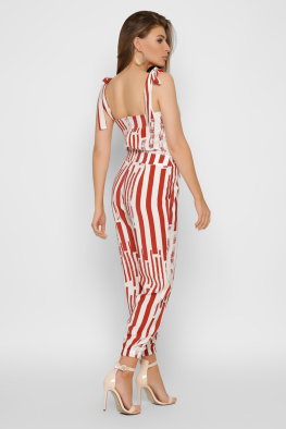 Летний комбинезон в полоску цвет терракот 37142, Цвет: Теракот, Размер: S, изображение 7