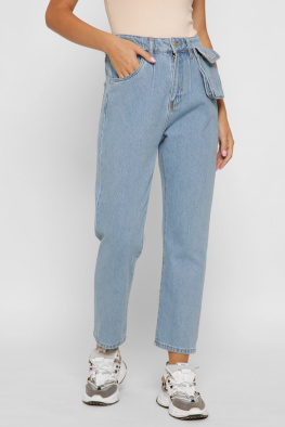 Голубые джинсы мом с сумкой 37990, Цвет: Голубой, Размер: 30, изображение 2