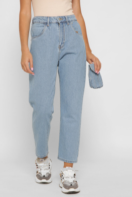 Голубые джинсы мом с сумкой 37990, Цвет: Голубой, Размер: 30, изображение 3