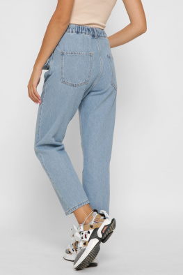 Голубые джинсы мом с сумкой 37990, Цвет: Голубой, Размер: 30, изображение 6