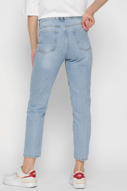 Блакитні mom-джинси на ґудзиках 37208, Колір: Блакитний, Розмір: 28, зображення 4