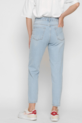 Голубые mom джинсы 37209, Цвет: Голубой, Размер: 28, изображение 3