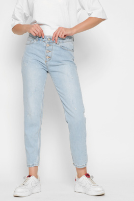 Голубые mom джинсы 37209, Цвет: Голубой, Размер: 28, изображение 4