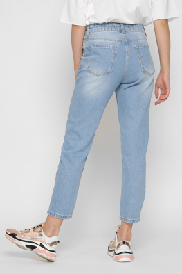 Джинсы Mom с потертостями цвет голубой 37210, Цвет: Голубой, Размер: 28, изображение 4