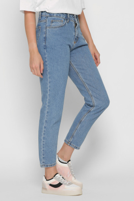 Зауженные голубые джинсы с высокой посадкой 37211, Цвет: Голубой, Размер: 30