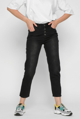Черные mom джинсы на пуговицах 37212, Цвет: Черный, Размер: 31, изображение 2