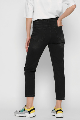 Черные mom джинсы на пуговицах 37212, Цвет: Черный, Размер: 31, изображение 4