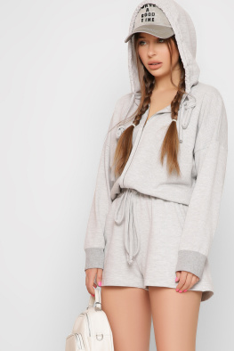 Повседневный серый комбинезон шорты 48831, Цвет: Серый, Размер: XS, изображение 6