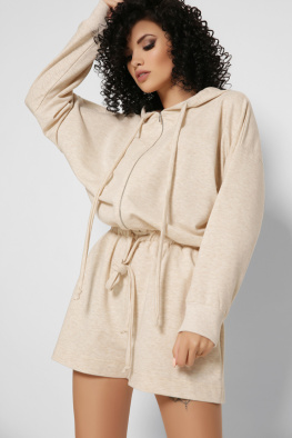 Повседневный бежевый комбинезон шорты 48826, Цвет: Бежевый, Размер: XS