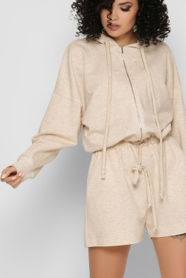 Повседневный бежевый комбинезон шорты 48826, Цвет: Бежевый, Размер: XS, изображение 2
