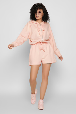 Повседневный персиковый комбинезон шорты 48828, Цвет: Персиковий, Размер: XS, изображение 2