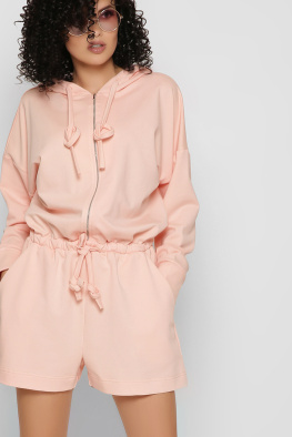 Повседневный персиковый комбинезон шорты 48828, Цвет: Персиковий, Размер: XS, изображение 3
