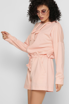 Повседневный персиковый комбинезон шорты 48828, Цвет: Персиковий, Размер: XS, изображение 5