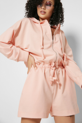Повседневный персиковый комбинезон шорты 48828, Цвет: Персиковий, Размер: XS, изображение 7