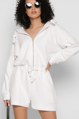 Повсякденний білий комбінезон шорти 48830, Колір: Білий, Розмір: L