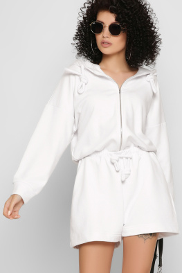 Повсякденний білий комбінезон шорти 48830, Колір: Білий, Розмір: L, зображення 2