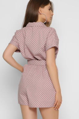 Хлопковый летний розовый комбинезон в горох 48833, Цвет: Светло-розовый, Размер: XS, изображение 5