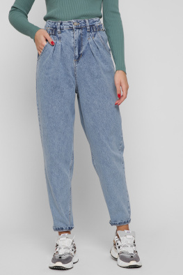 Женские джинсы мом цвет голубой 38632, Цвет: Голубой, Размер: 27