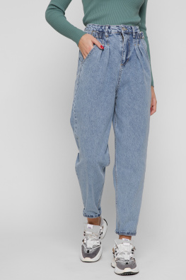 Жіночі джинси мом колір блакитний 38632, Колір: Блакитний, Розмір: 27, зображення 3