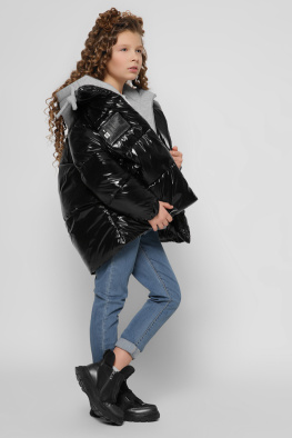 Трендовая дутая куртка на экопухе цвет черный 36907, Цвет: Черный, Размер: 122, изображение 2